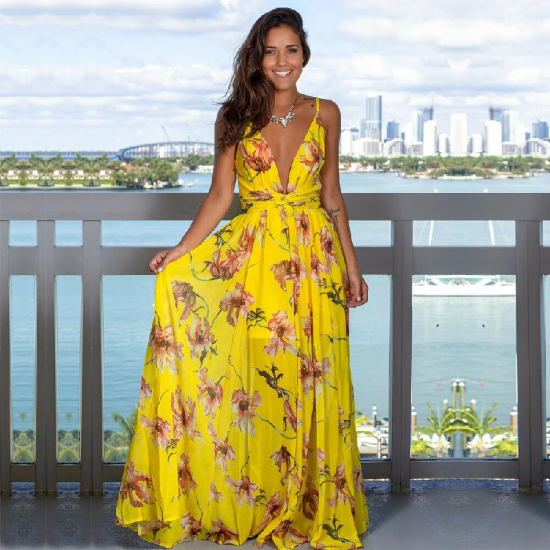 Midnight Madness Women's Boho Floral Long Dress