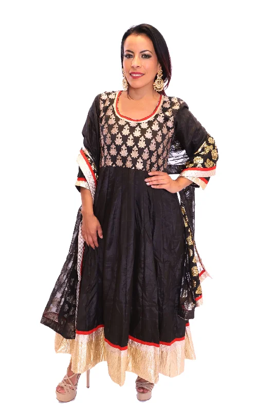 Final Markdown Festive and Flirty Black and Gold Anarkali - 9201