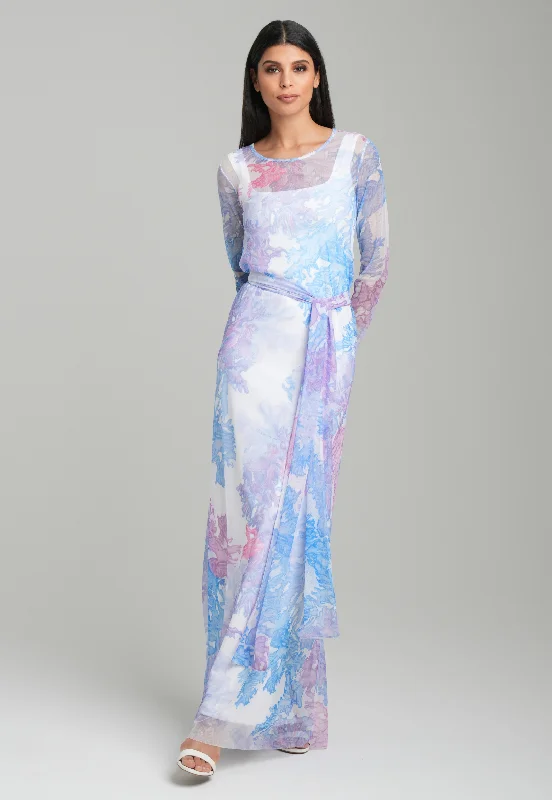 Deal Alert Loren Sheer Mesh Wrap Dress in Live Coral