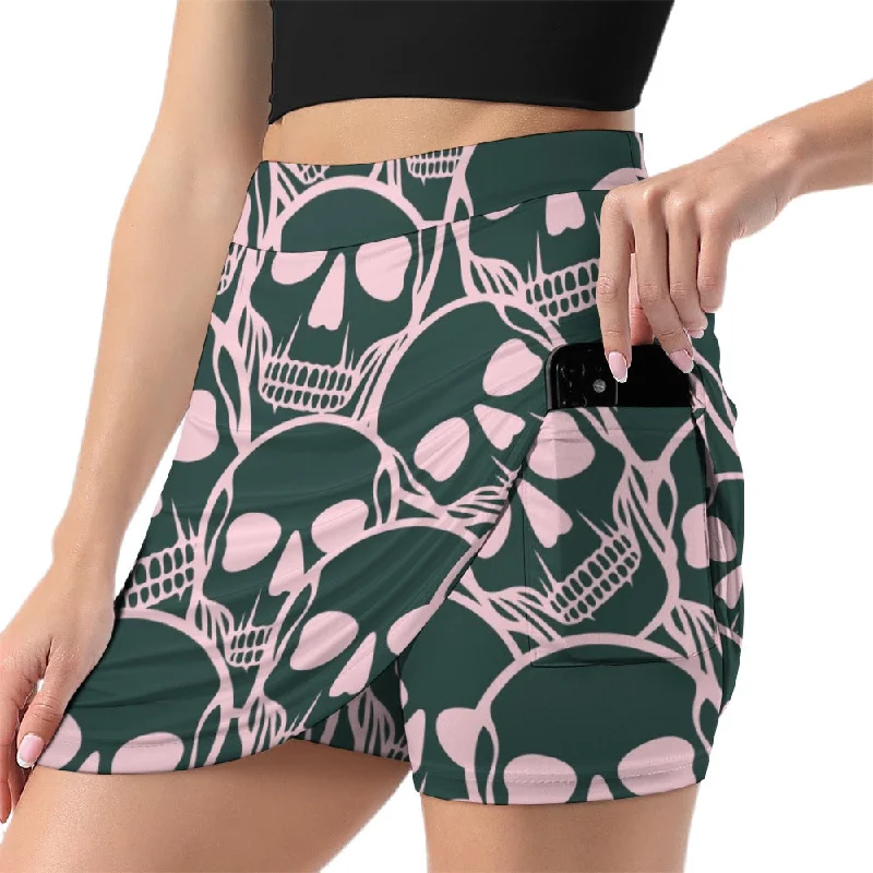 Clearance Items Pink Skulls Skirt Shorts With Pockets