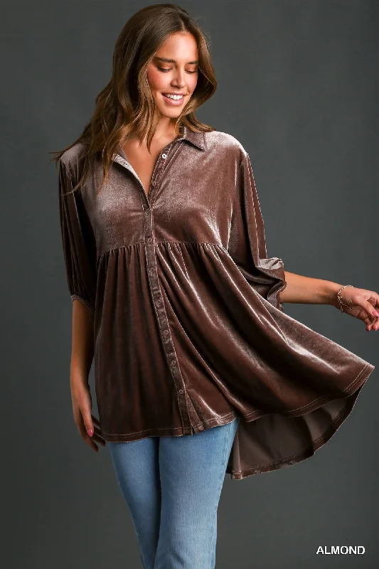 Extra Savings Molly Velvet 3/4 Sleeve Tunic Dress