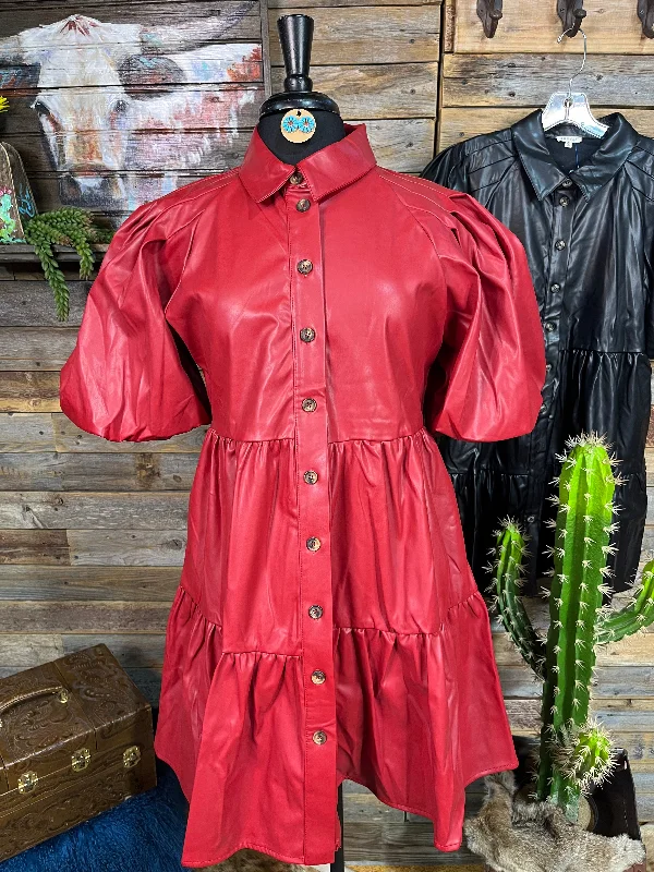 The Best Prices Kia Faux Leather Babydoll Dress