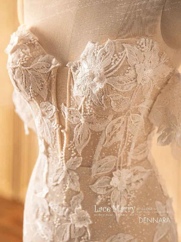 Super Sale DENNARA / Plunge Neckline Off Shoulder Wedding Dress