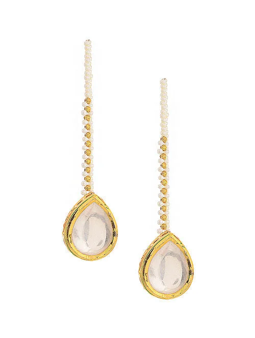 Hurry In Teardrop Oversized Kundan Studs - MRR251