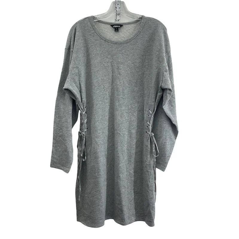 Limited Availability Project Runway Women LS Sweatshirt-Style Corset Side Gray Midi Sheath Dress L Limited Availability Project Runway Women LS Sweatshirt-Style Corset Side Gray Midi Sheath Dress L