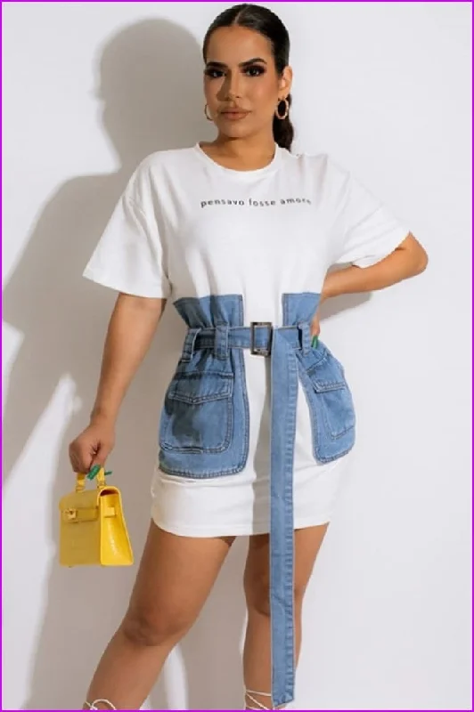 Massive Deals Stylish Printed Short Sleeve Summer Dress