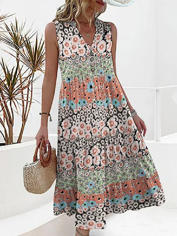 Big Savings Crew Neck Elegant Ruched Floral Dress  WE93