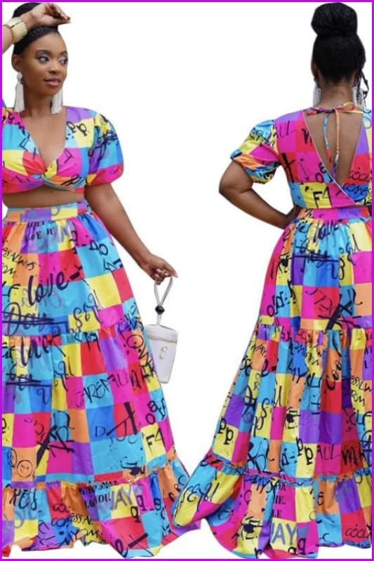Special Savings Plus Size Fashion Print Two Piece Dress Set