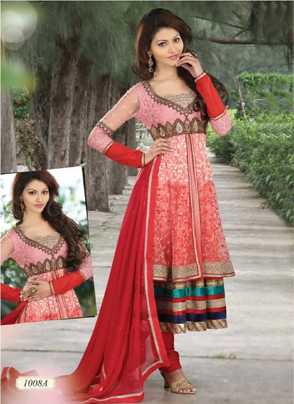 Closeout Alluring Pink Resham Anarkali Churidar (D. No. 1008-A)