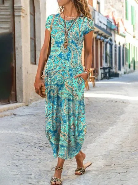 Value Deals Cotton-Blend Paisley Vintage Dress  QX62