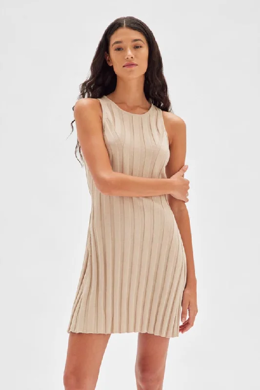 Hurry In Assembly Florence Knit Dress Natural
