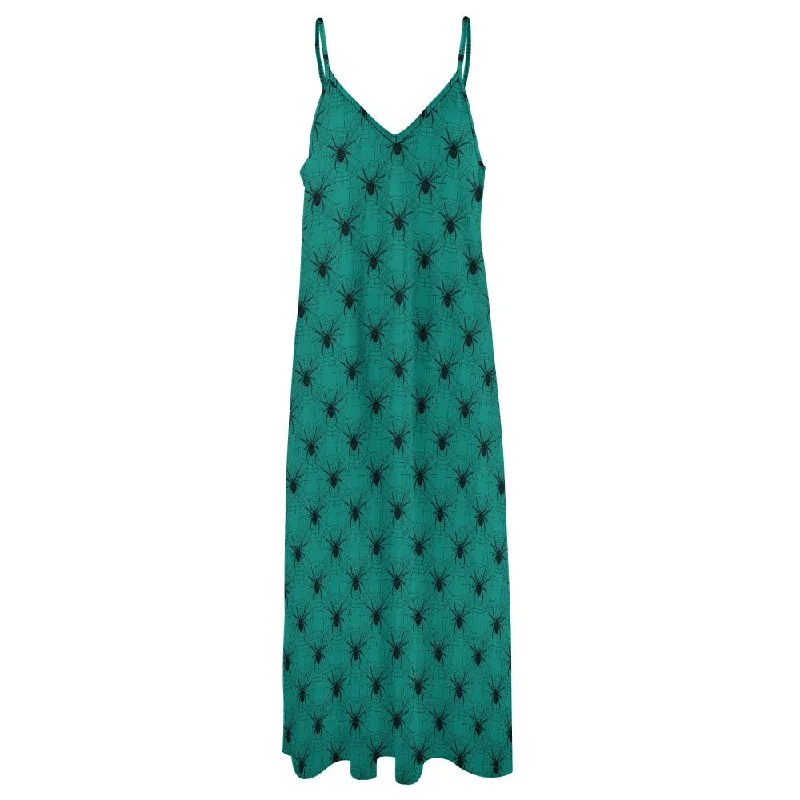 Big Discounts Spiders On Teal Sling Ankle Long Dress