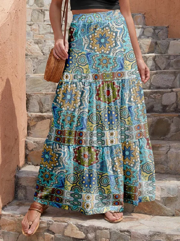 Price Meltdown Loose Geometric Boho Skirt OY1
