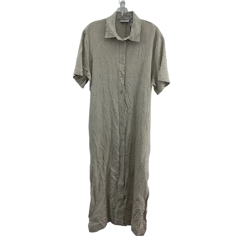 Overstock Sale Weekday Gray Linen Shirt Women's Tied Waist Dress Long, NWT, Women's M