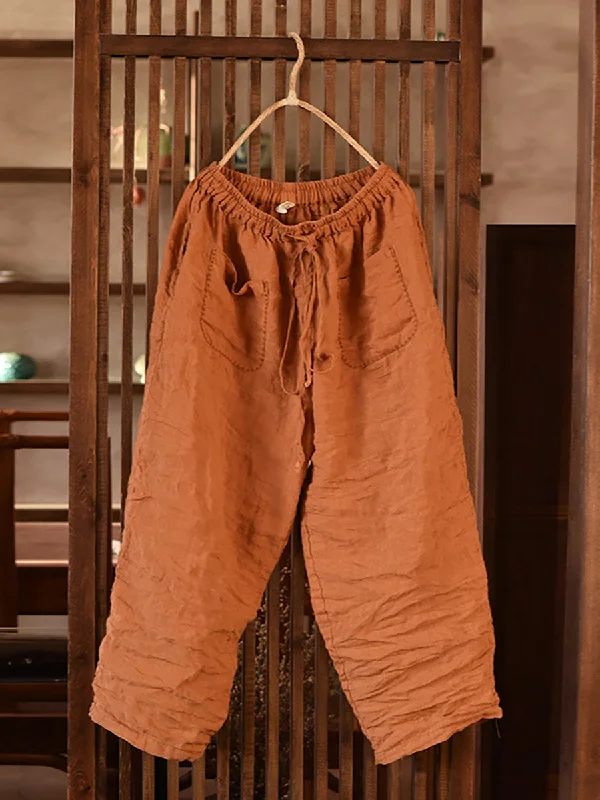 Last Chance Plus Size Women Summer Vintage Linen Harem Pants OO1054