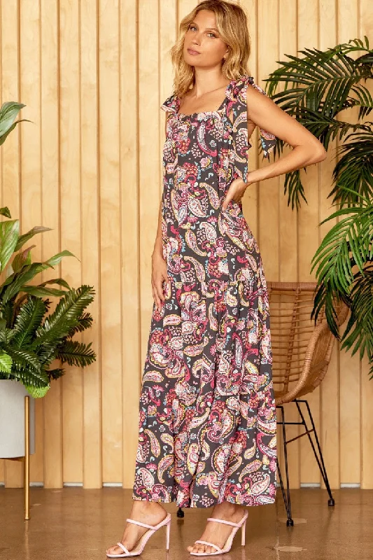 Doorbuster Deal Emily Wonder Black Paisley Ruffle Dress