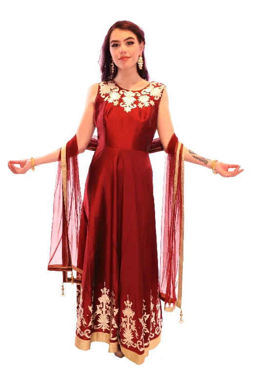 Instant Discount Royal Rose Premium Silk Gown - 9202