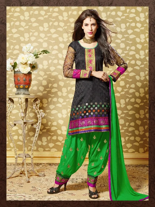 One-DAY Sale Lovely Black and Green Salwar Kameez (D. No. 7002)