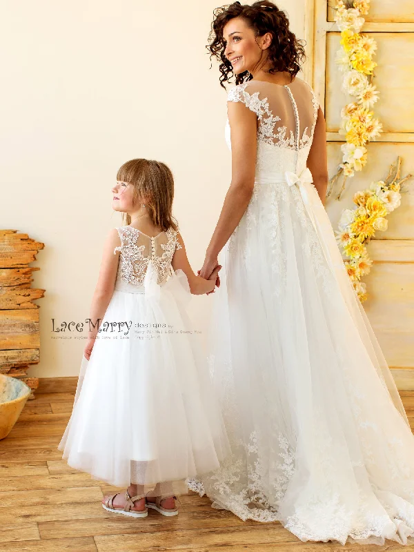 Year-End Sale GERI / Charming Lace Flower Girl Dress with Tulle Skirt