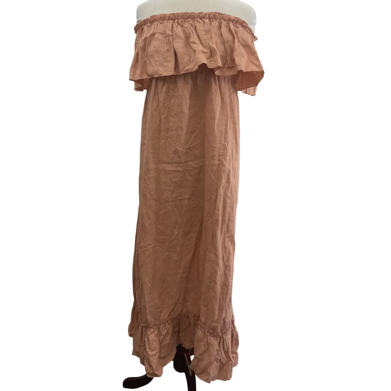 Holiday Sale Muse by Rimo Women's Off Shoulder Orange Linen Sundress, Long, Size S, Preowned Holiday Sale Muse by Rimo Women's Off Shoulder Orange Linen Sundress, Long, Size S, Preowned