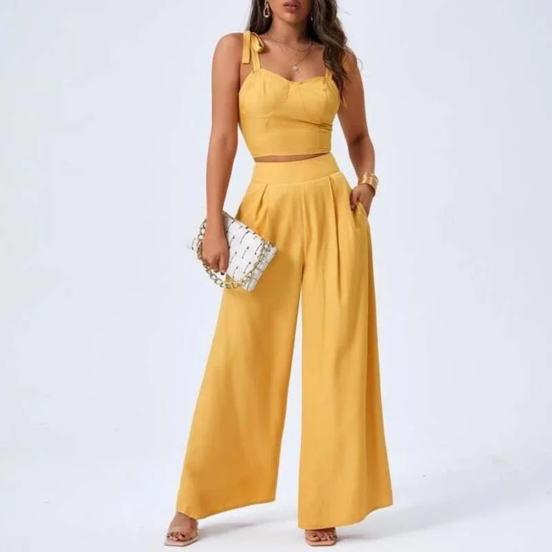 Act Fast European American Women's Open Back Suspender Two-Piece Set