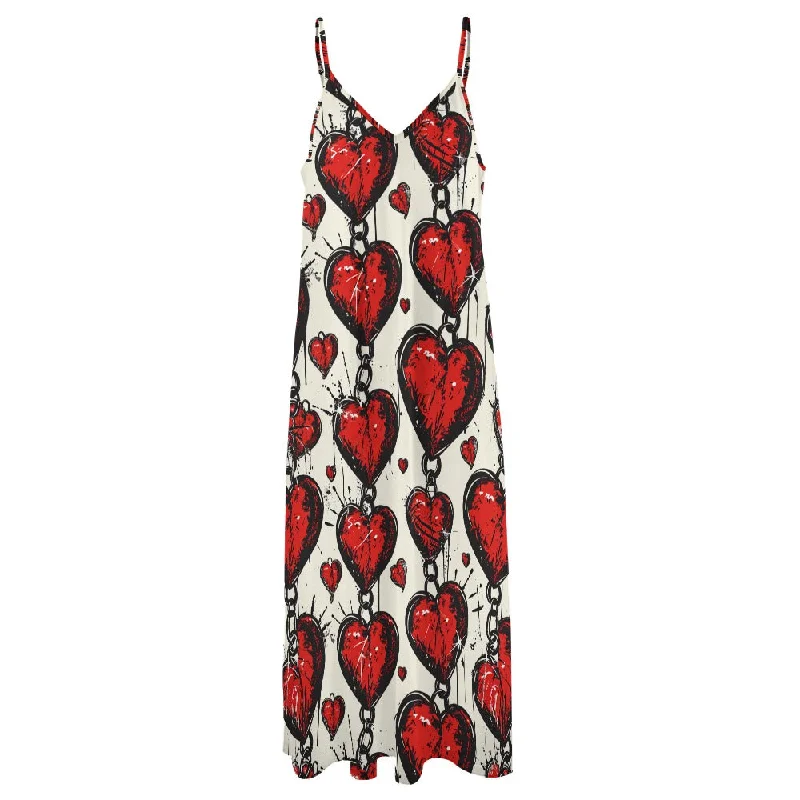 Members Only Chained Hearts Sling Ankle Long Dress