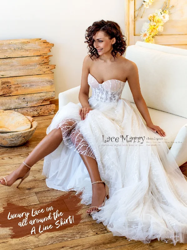 Buy Now Sexy Strapless Bustier Neckline A Line Wedding Dress