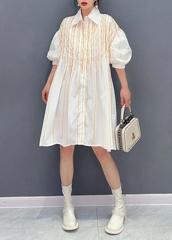 Discount Days Simple White Peter Pan Collar Striped Cotton Shirts Dress Summer LC0332 Discount Days Simple White Peter Pan Collar Striped Cotton Shirts Dress Summer LC0332