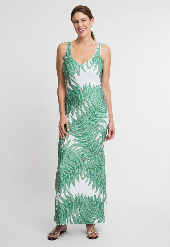 Don't Wait Lavinia Long Stretch Knit Dress in Queen Palm