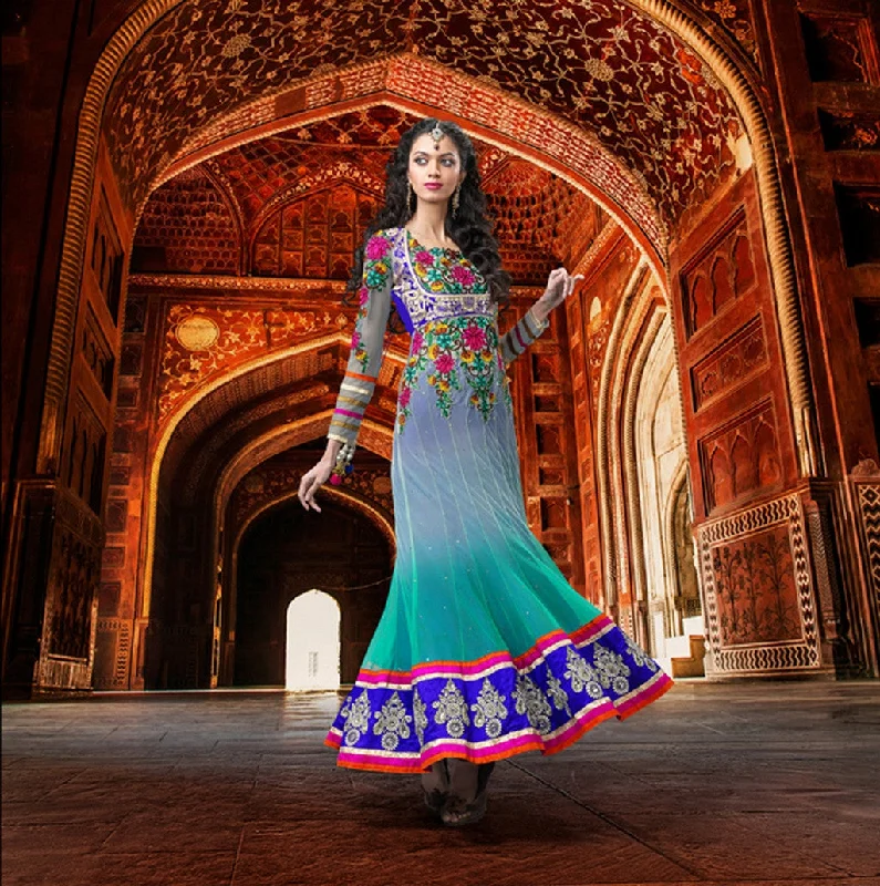 Today's Special Blue Faux Georgette Long Net Anarkali D. No. 1521-A)