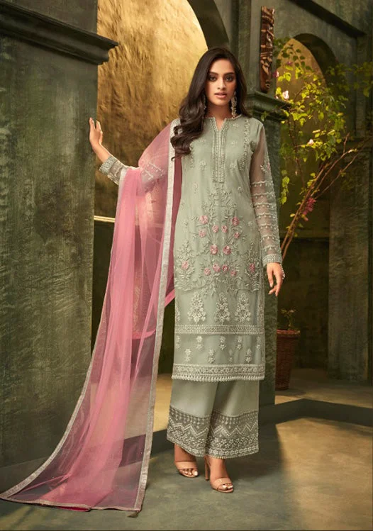 While Supplies Last Pastel Green Straight Kurti with Pallazo Pants - ZE2002
