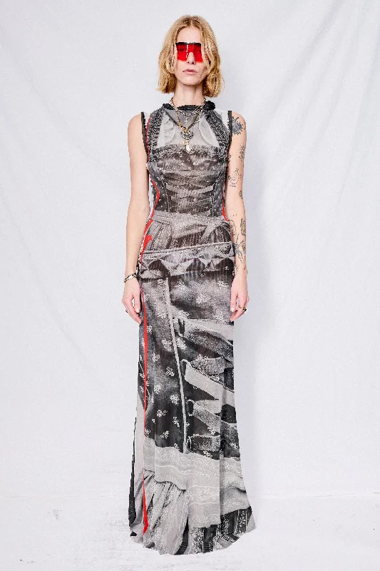 Great Bargains Dirndle Print Mesh Maxi Dress