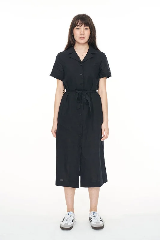 YEAR-End Clearance Huffer Lin-In Ss Daze Midi Dress Black