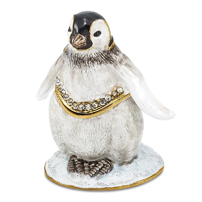 Incredible Offers Bejeweled Baby Penguin Trinket Box with Charm Pendant