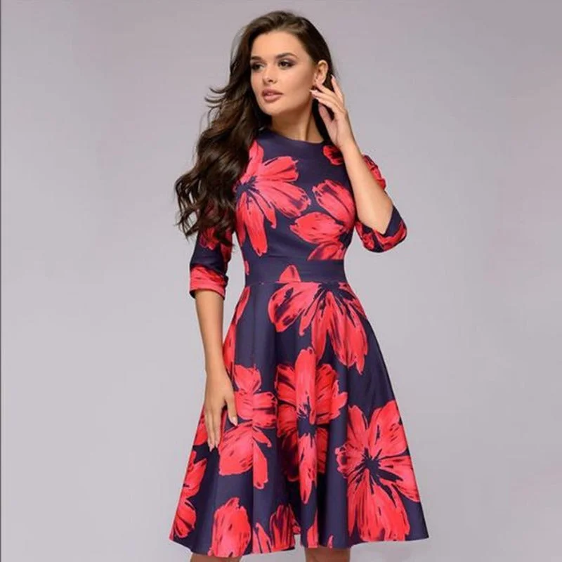 Final Markdown Round neck flower printed dress