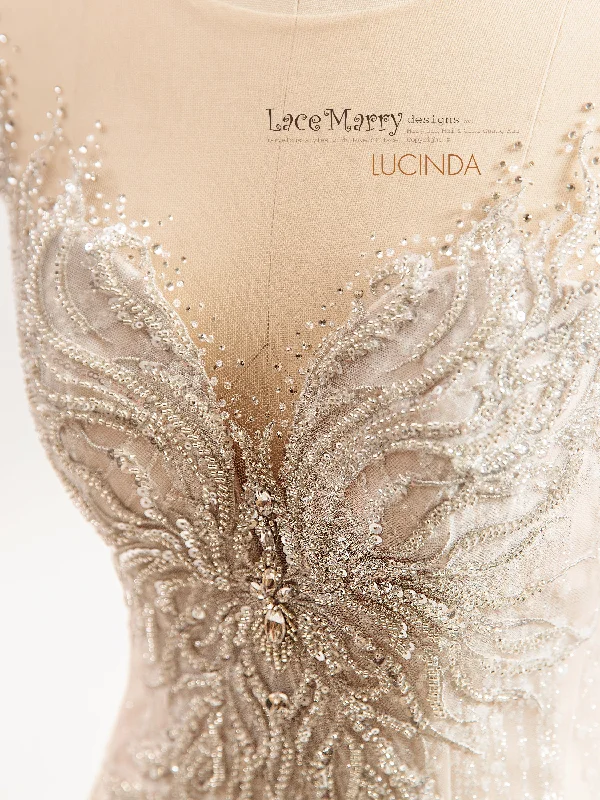 Mega Sale LUCINDA / Illusion Neckline Embellished Wedding Dress