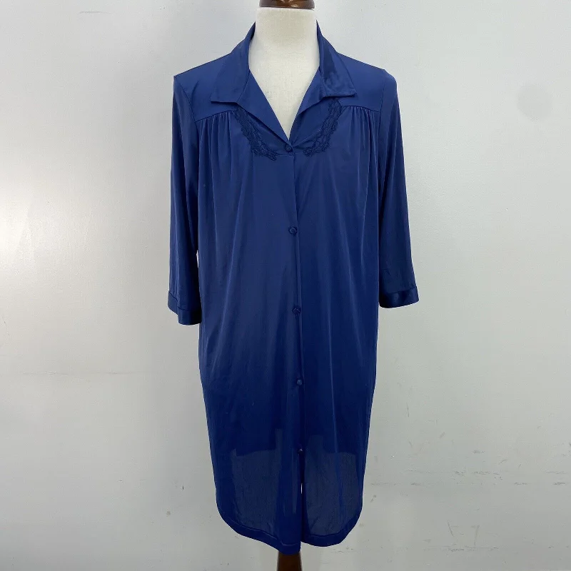 Special Discount VTG Vanity Fair Navy Blue Collared Button Lingerie Night Gown Womens Size M Special Discount VTG Vanity Fair Navy Blue Collared Button Lingerie Night Gown Womens Size M