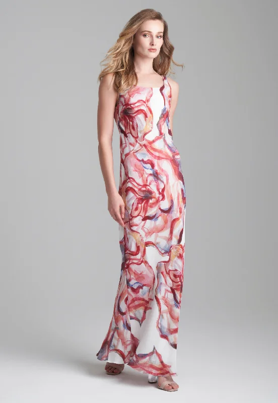 Hurry In Lucia Silk Slip Dress in Rose Rouge
