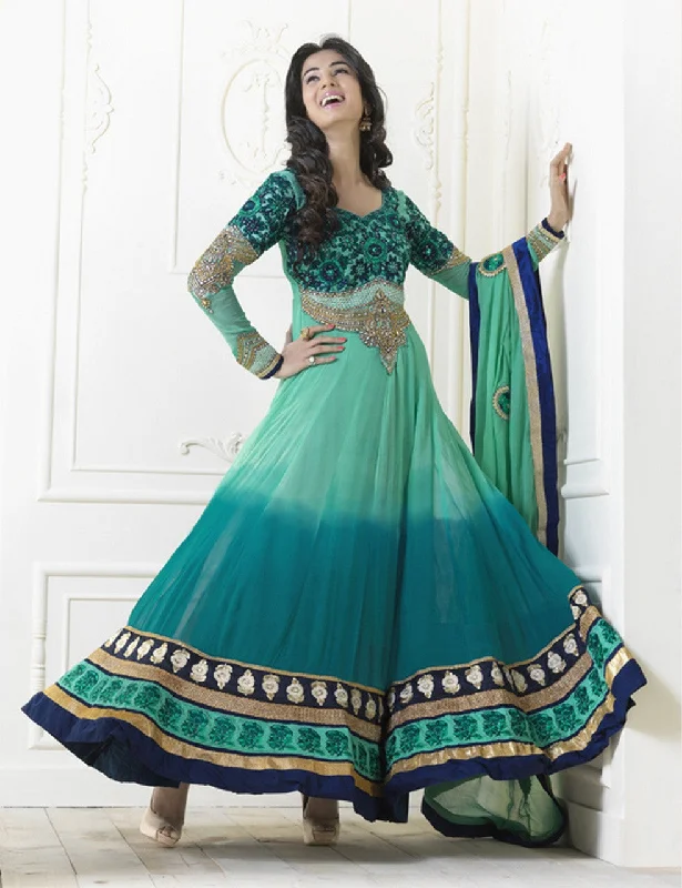 Don't Wait Dark Cyan Georgette Anarkali Salwar Kameez (D. No. 5010)