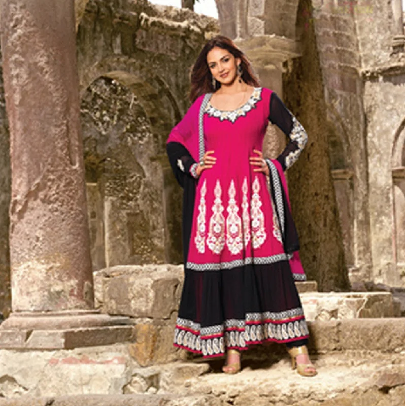 Final Clearance Black and Pink Georgette and Chiffon Long Anarkali Salwar Kameez (D. No. 2505) Final Clearance Black and Pink Georgette and Chiffon Long Anarkali Salwar Kameez (D. No. 2505)