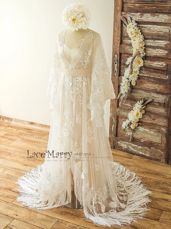 Instant Savings Bohemian Lace Wedding Dress in Kaftan Style