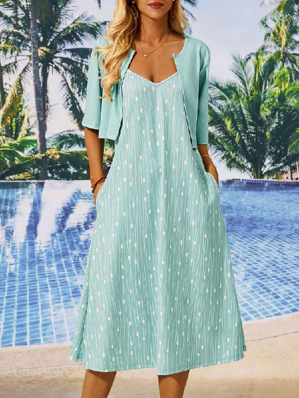 Super Bargain Trendy Polka Dot Print Two-Piece Dress  WL21