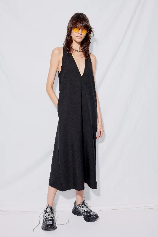 Mega Sale Black Suiting Trapeze Dress