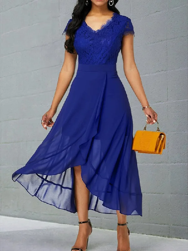 Special Savings Elegant V Neck Chiffon Dress  QY56
