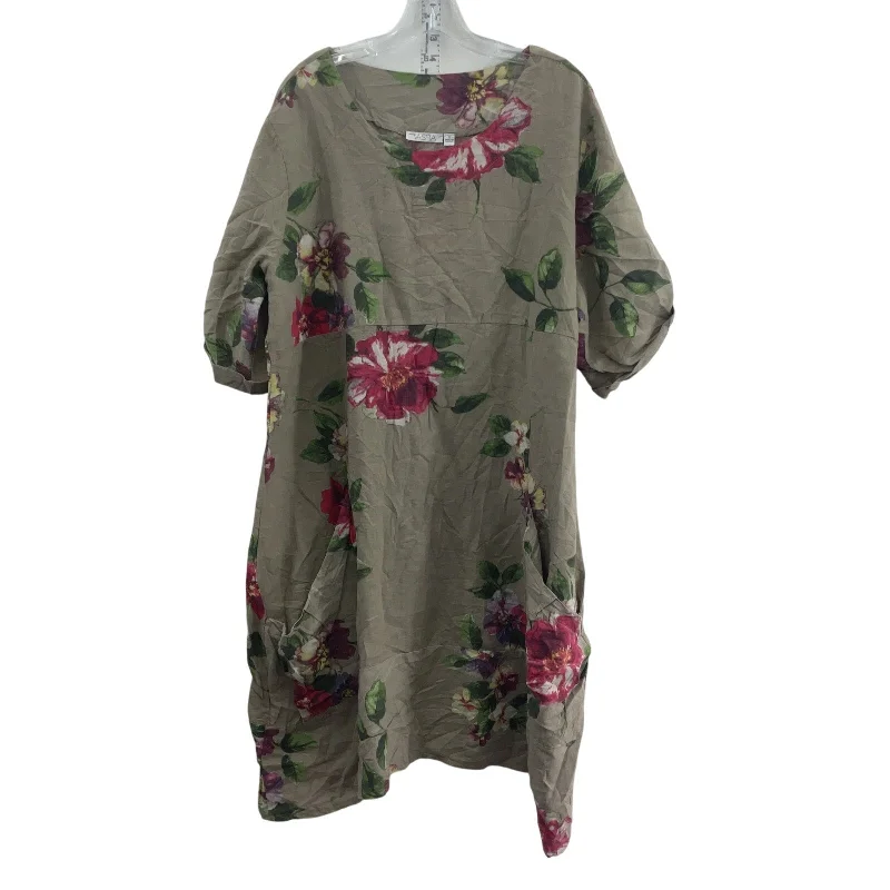 Friends and Family Sale Vasna Italy Women's Floral Print Brown/Red Linen Midi Kaftan Dress XL - Preowned Friends and Family Sale Vasna Italy Women's Floral Print Brown/Red Linen Midi Kaftan Dress XL - Preowned