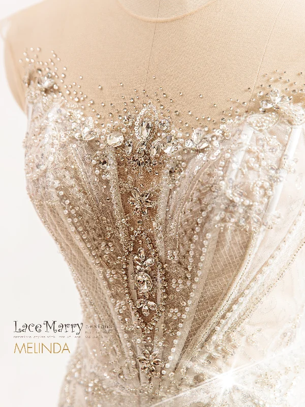 One-DAY Sale MELINDA / Luxurious Basque Waist Embellished Wedding Dress