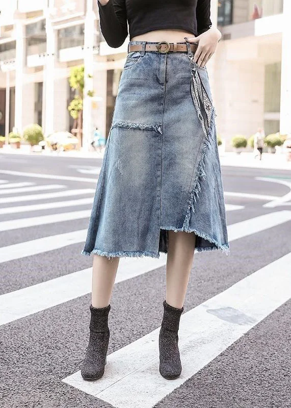 Deep Discounts Art Light Blue Asymmetrical Patchwork High Waist Denim Skirt Summer TY1092 Deep Discounts Art Light Blue Asymmetrical Patchwork High Waist Denim Skirt Summer TY1092