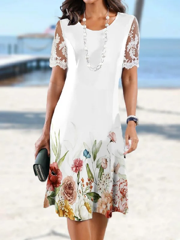 Don't Wait Lace Regular Fit Casual Floral Dress  QPQ90