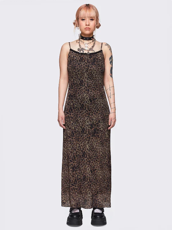 Extra Discounts Nala Leopard Mesh Maxi Dress