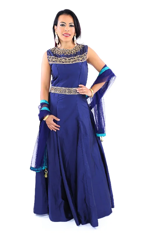 Savings Event Brilliant Blue Anarkali Gown - 9003